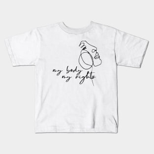 Line Art My Body My Rights Pro Choice Female Power Kids T-Shirt